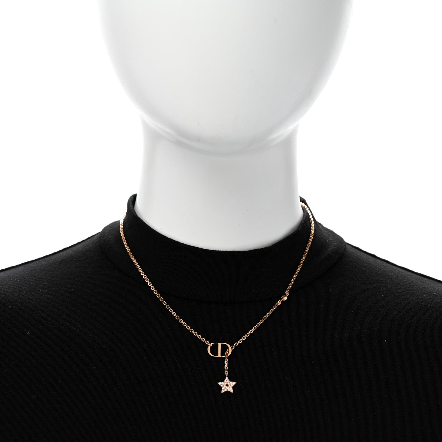 Metal Crystal Petit CD Necklace Rose Gold