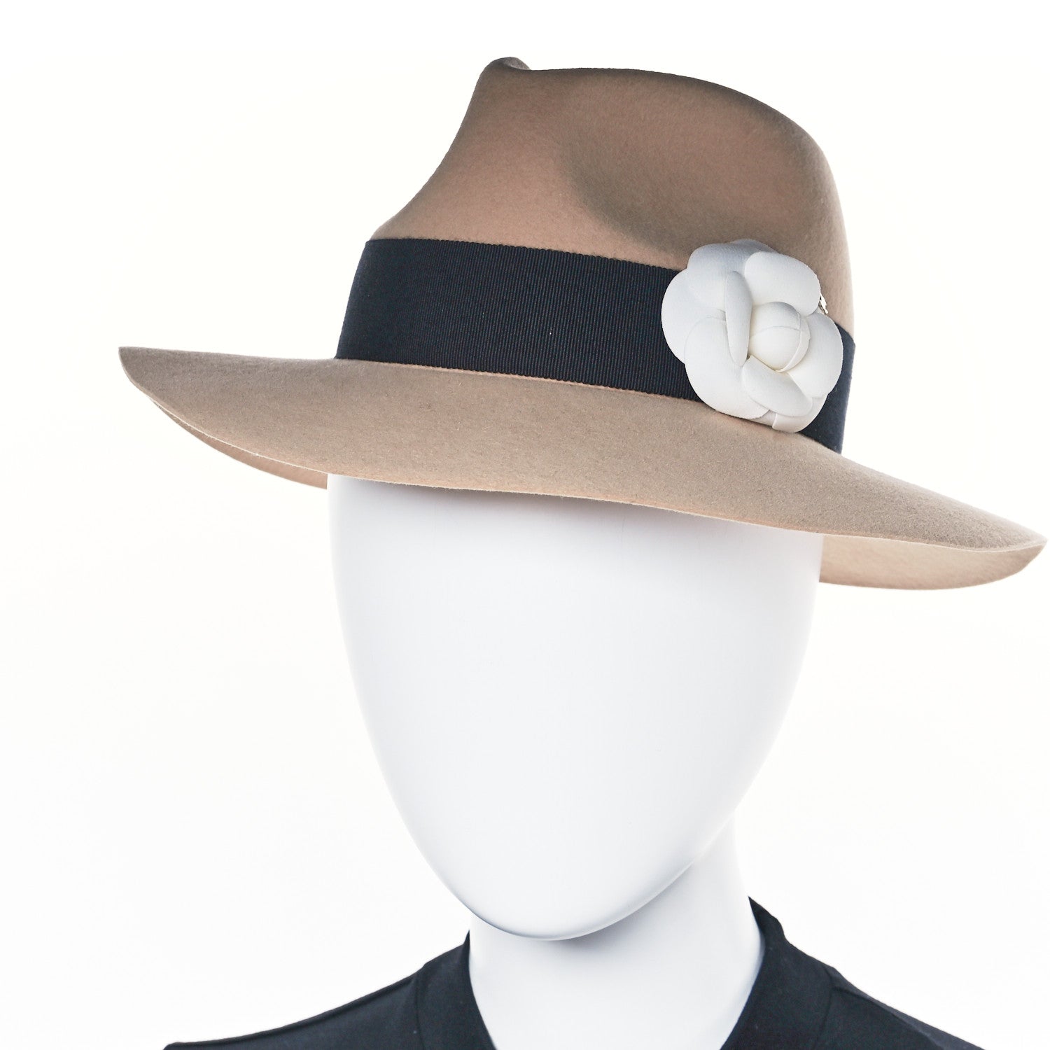 Suede Wide Brim Hat S Beige