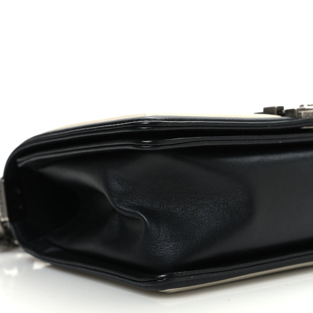 Calfskin Pleated Medium Boy In Rome Flap Black White