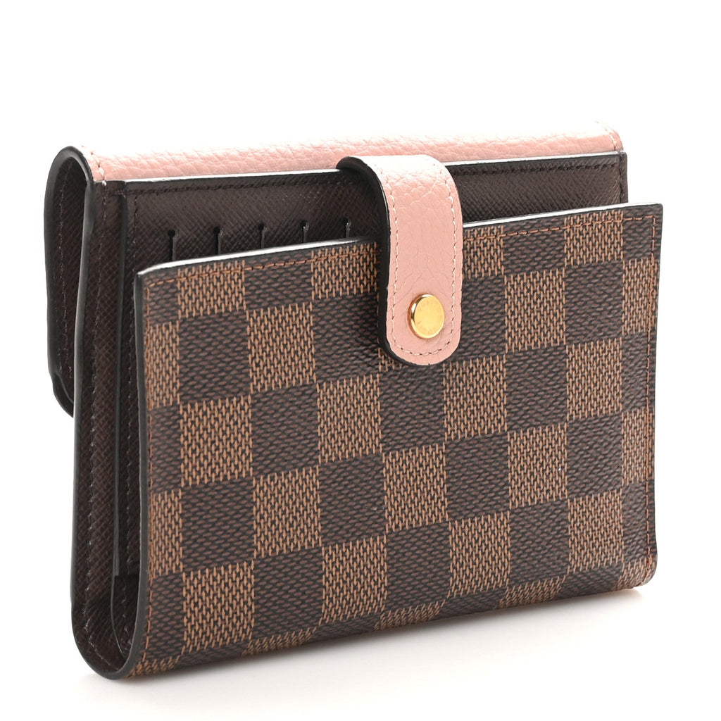 Damier Ebene Normandy Compact Wallet Rose Ballerine