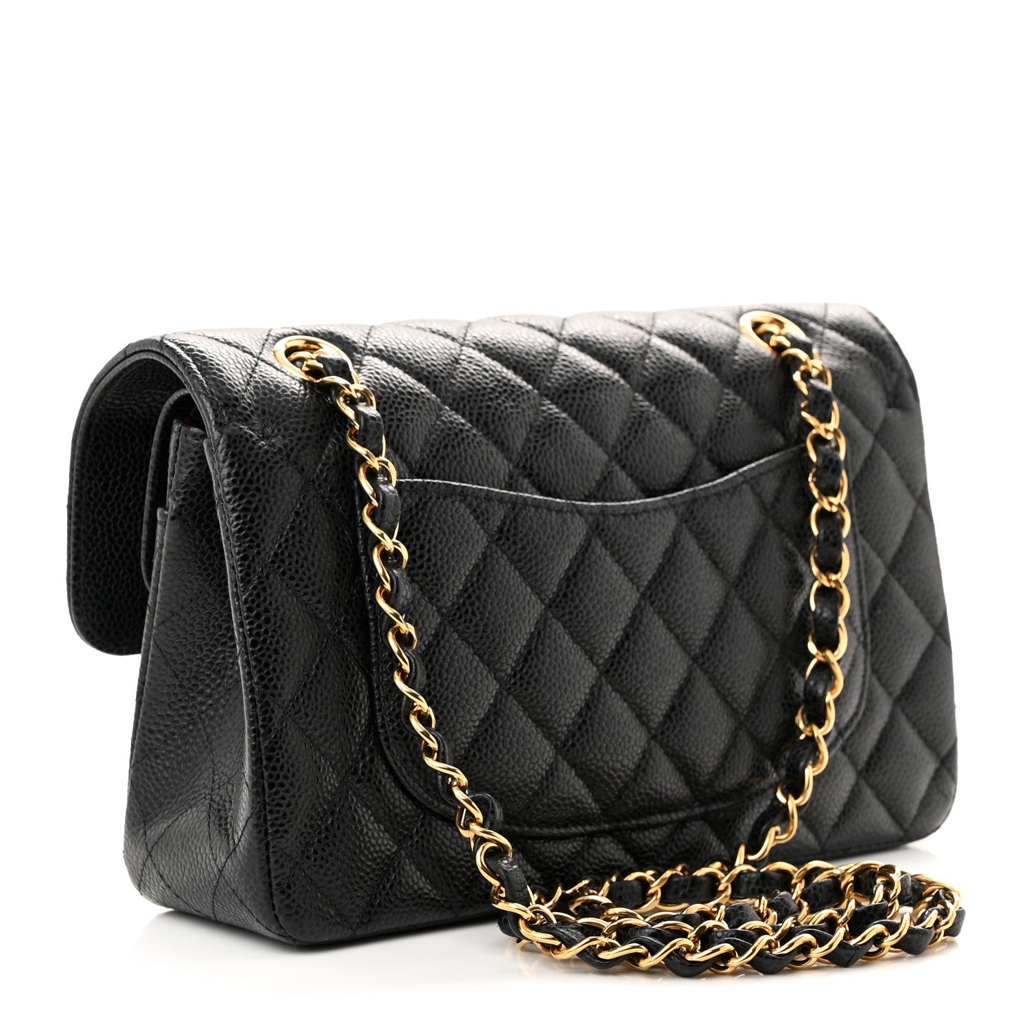 Caviar Quilted Small Double Flap Black