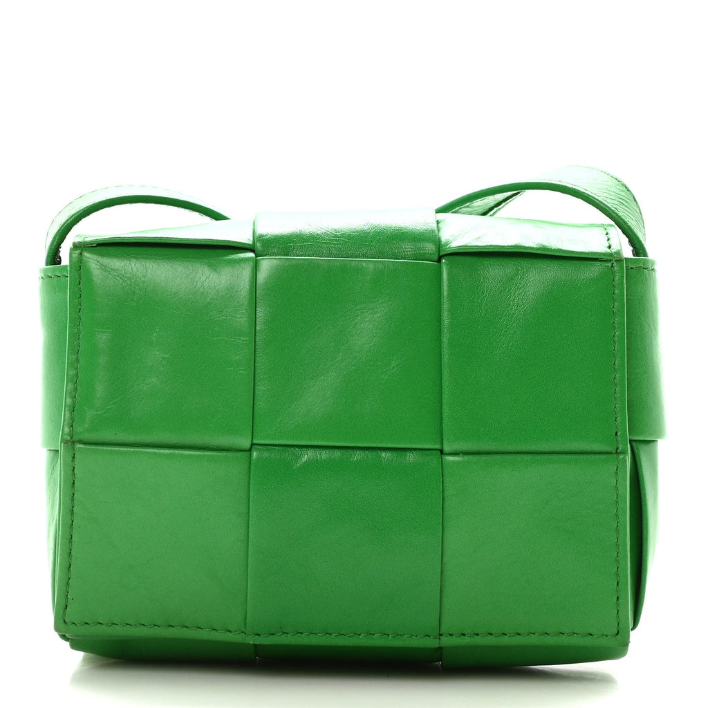 Crinkled Lambskin Maxi Intrecciato Extra Mini Cassette Crossbody Bag Parakeet