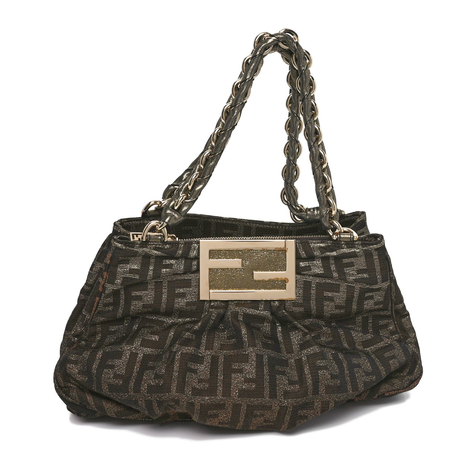 Metallic Lurex Zucca Small Mia Tote Tobacco