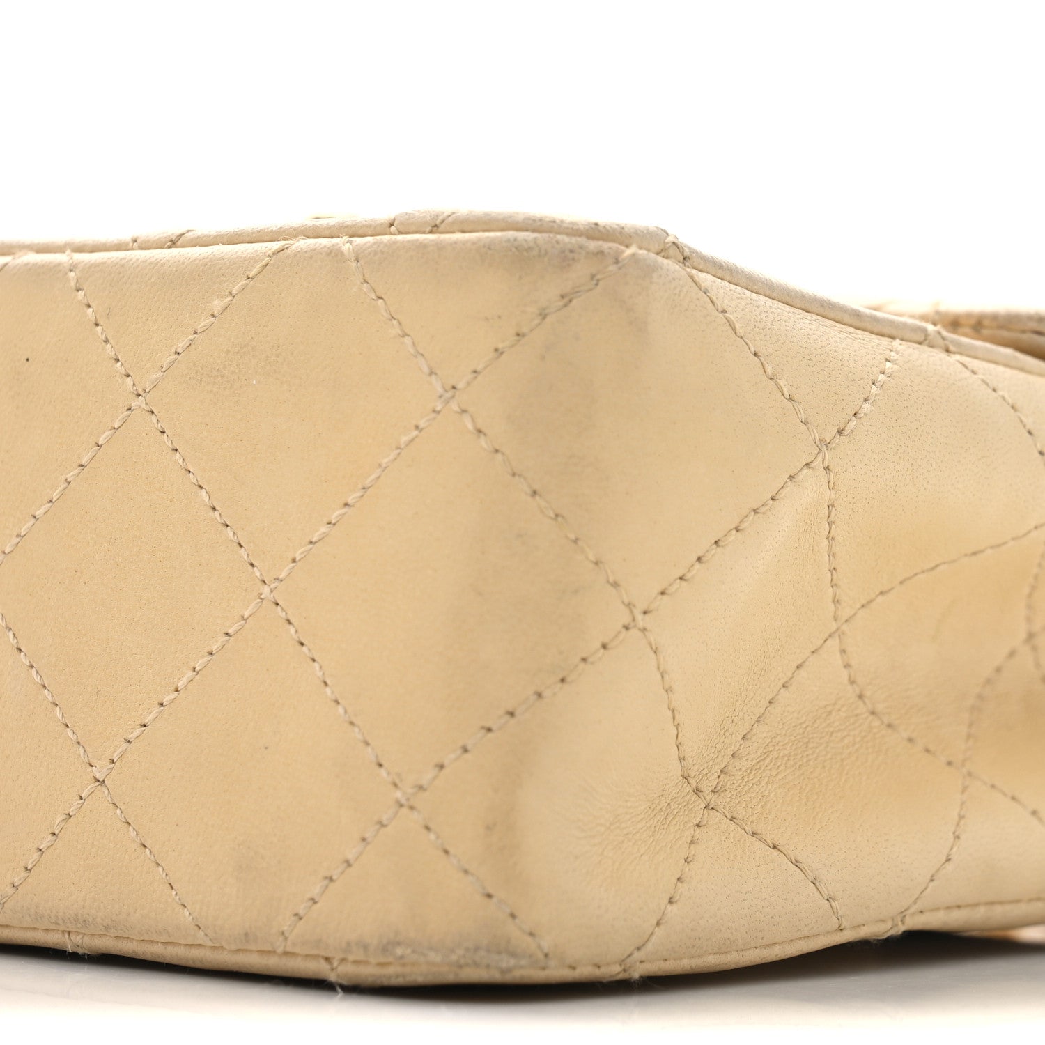 Lambskin Quilted Mini Square Flap Beige