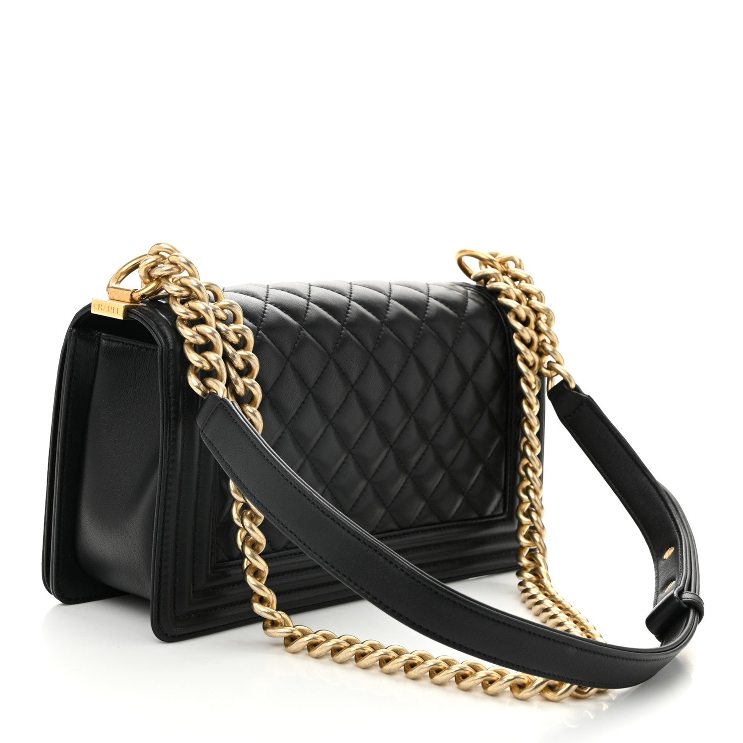 Lambskin Quilted Medium Boy Flap Black