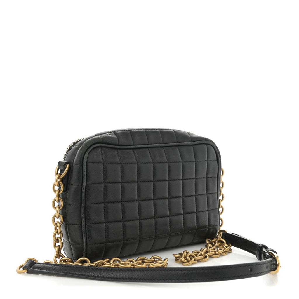 Lambskin Carre Quilted Cassandre Mini Camera Bag Black
