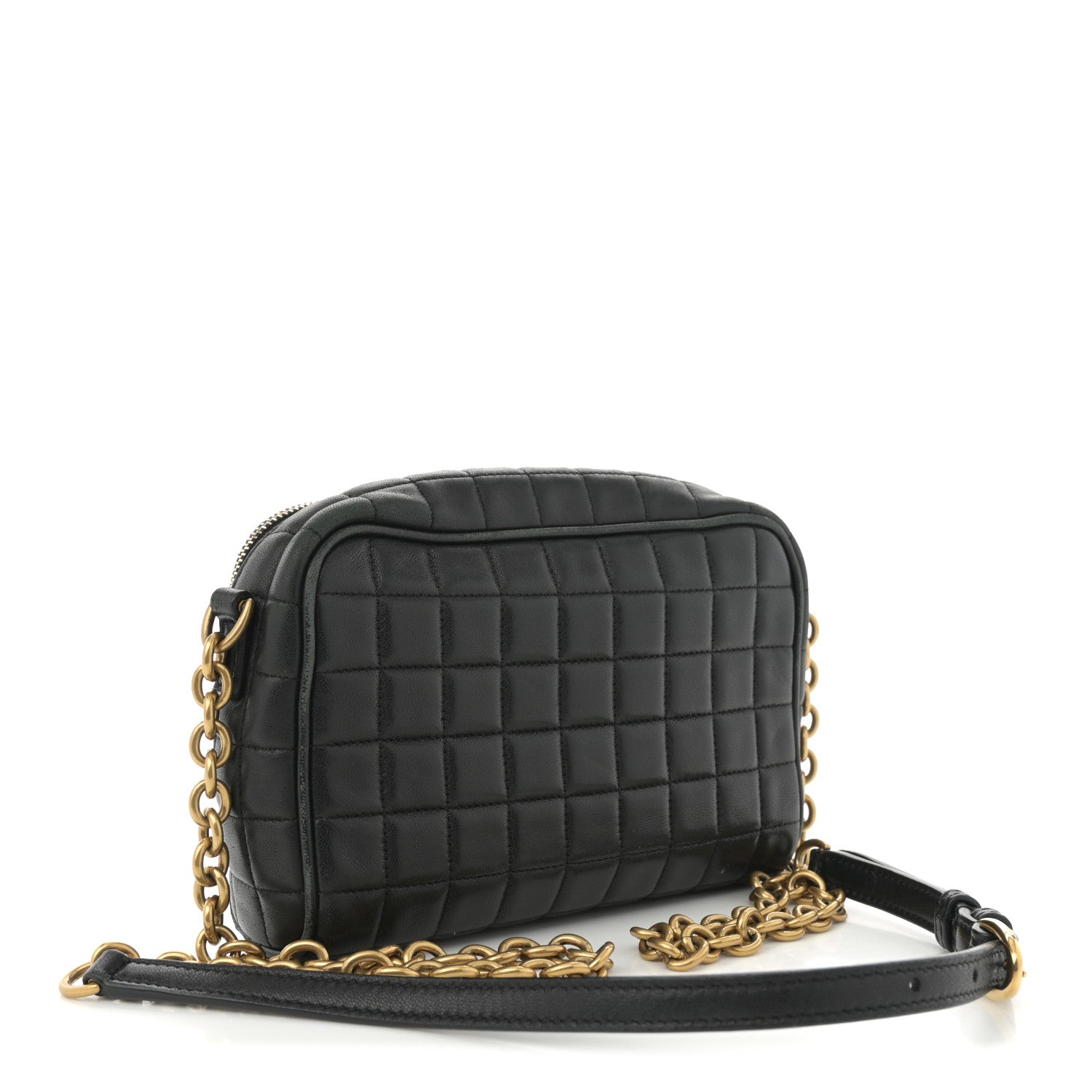Lambskin Carre Quilted Cassandre Mini Camera Bag Black