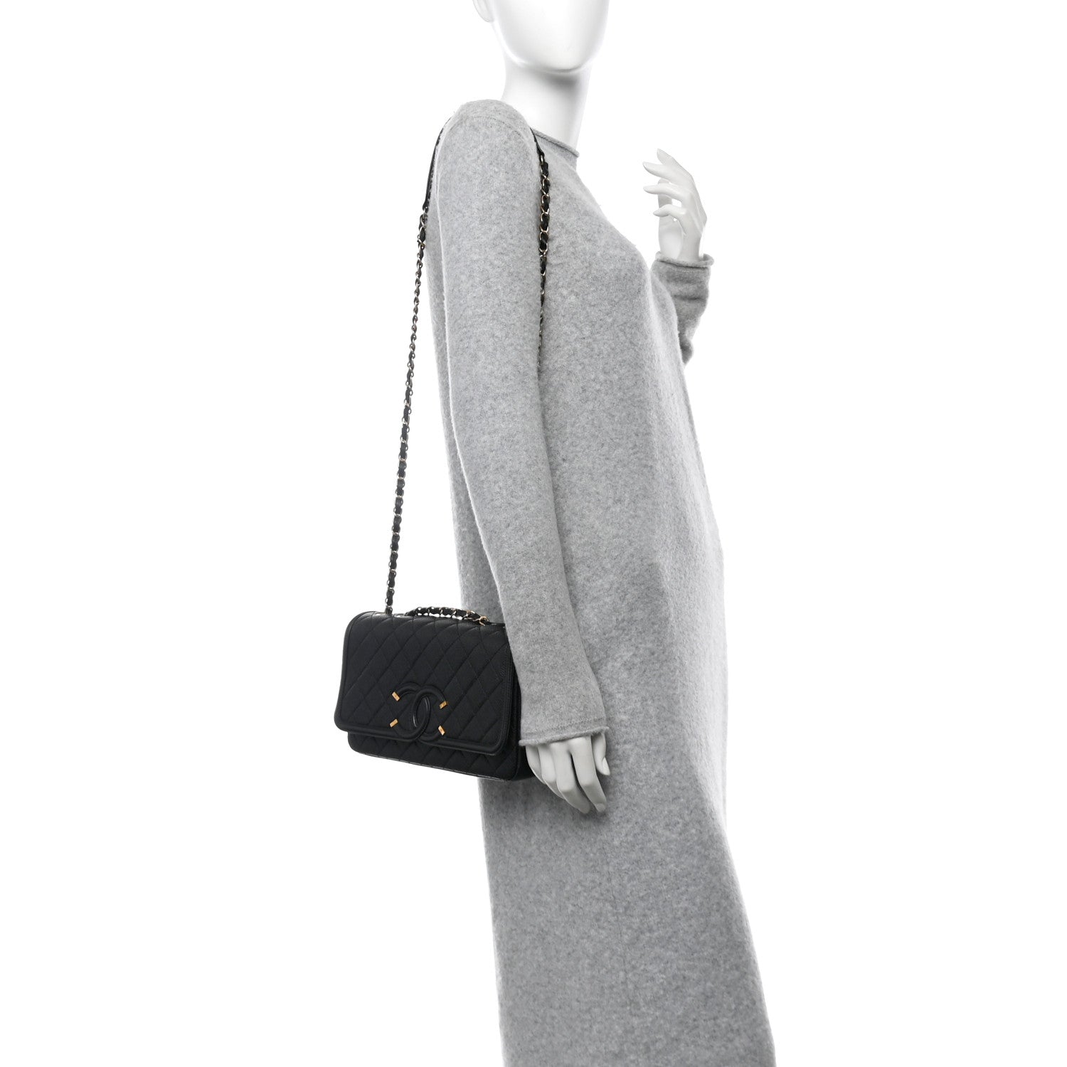 Caviar Quilted Medium CC Filigree Flap Black