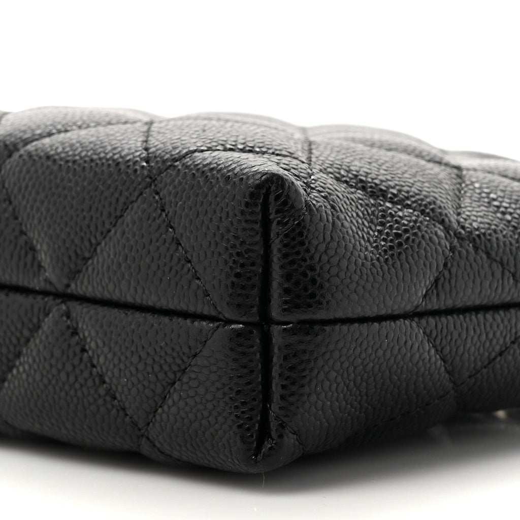 Caviar Quilted Classic Clutch Tote With Chain Black