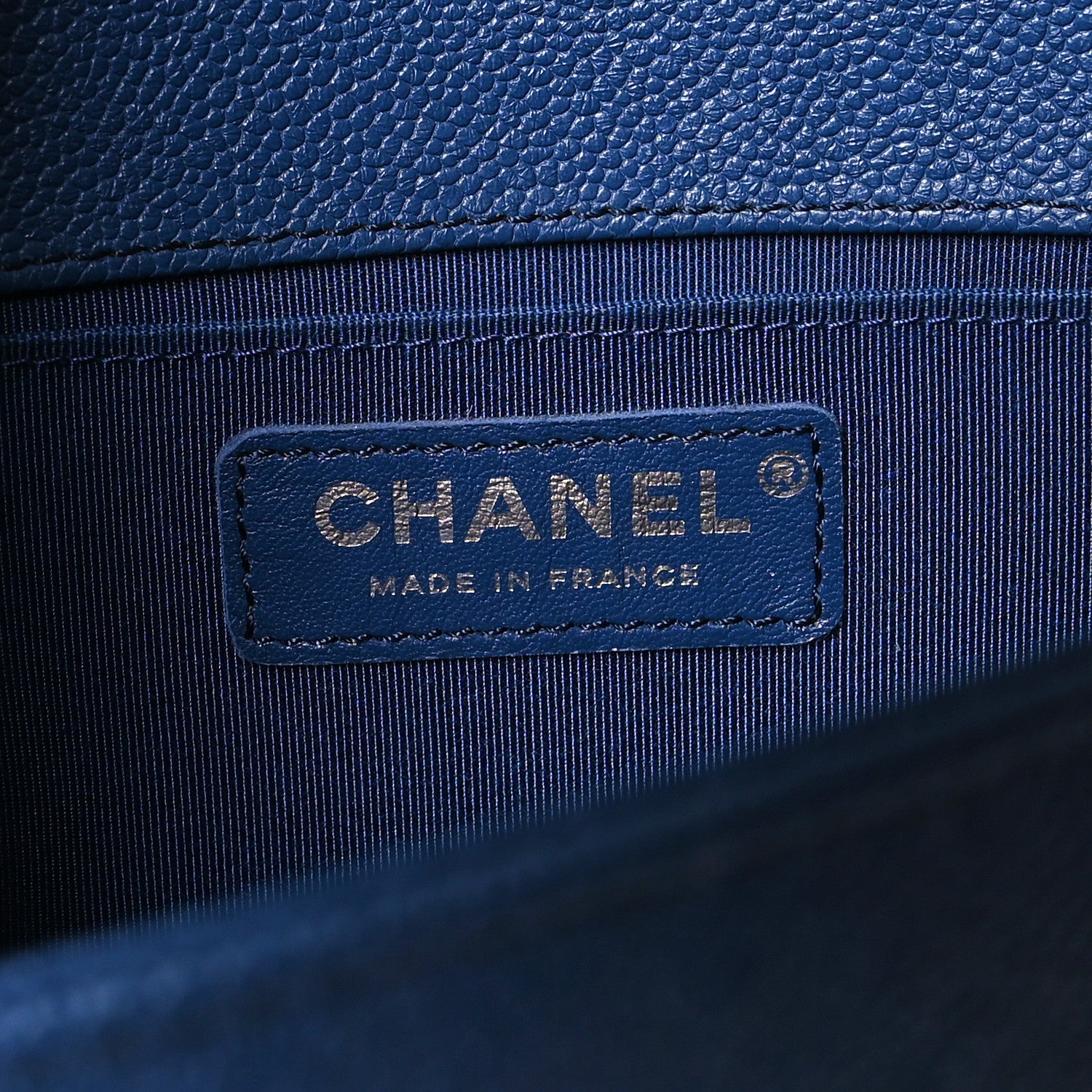 Caviar Quilted Medium Boy Flap Dark Blue