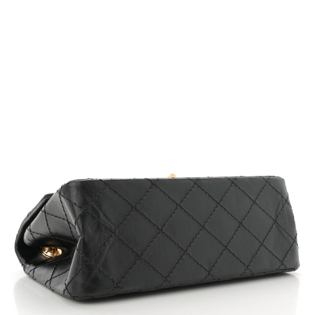 Aged Calfskin Quilted 2.55 Reissue Mini Flap Black