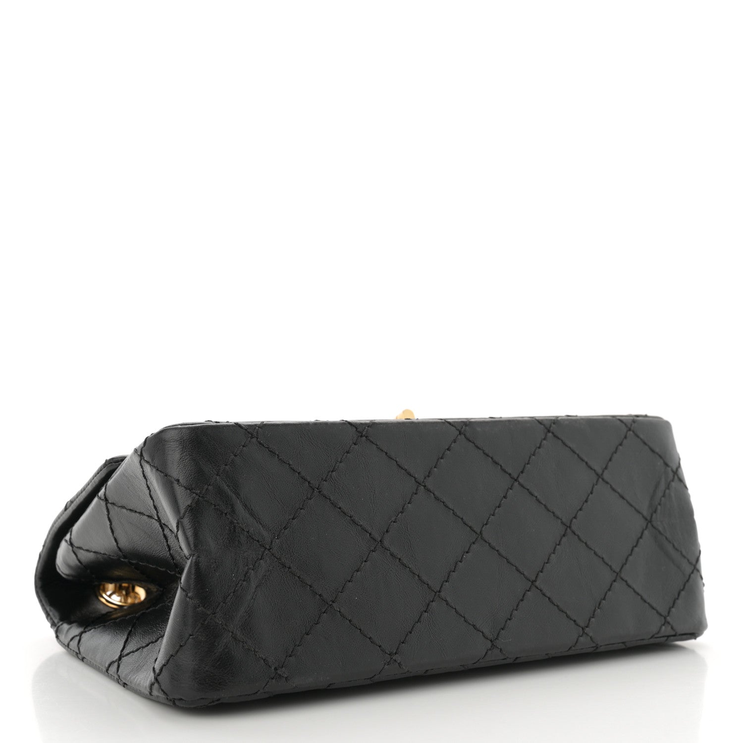 Aged Calfskin Quilted 2.55 Reissue Mini Flap Black