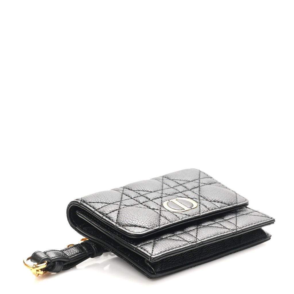 Calfskin Cannage Mini Caro Belt Pouch Black