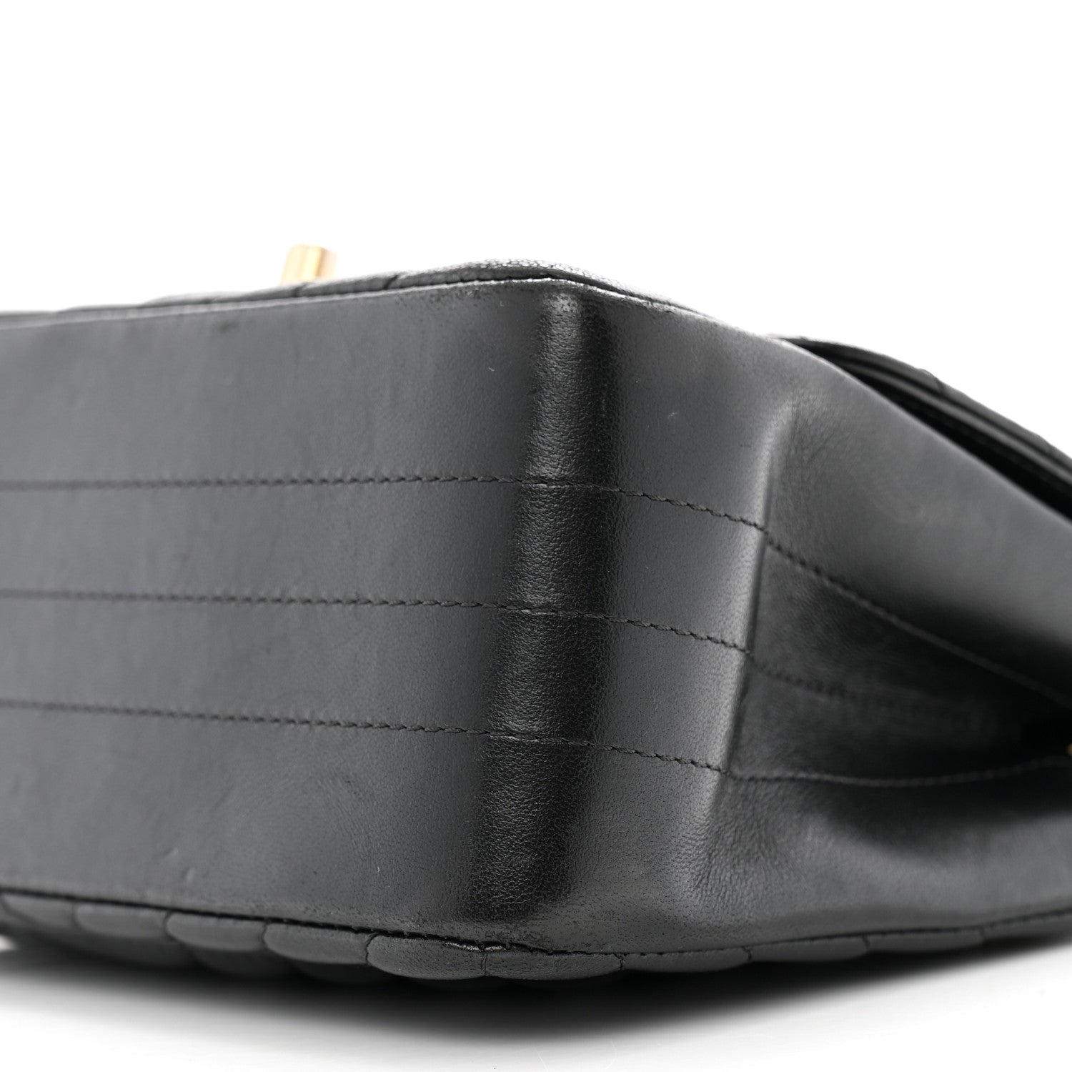Lambskin Chevron Quilted Mini Square Flap Black