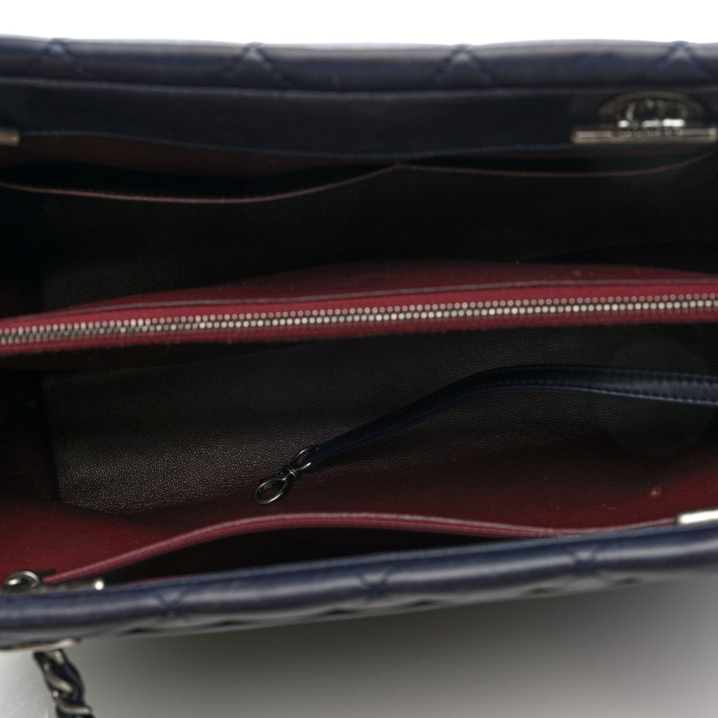 Lambskin Quilted Trendy CC Tote Navy