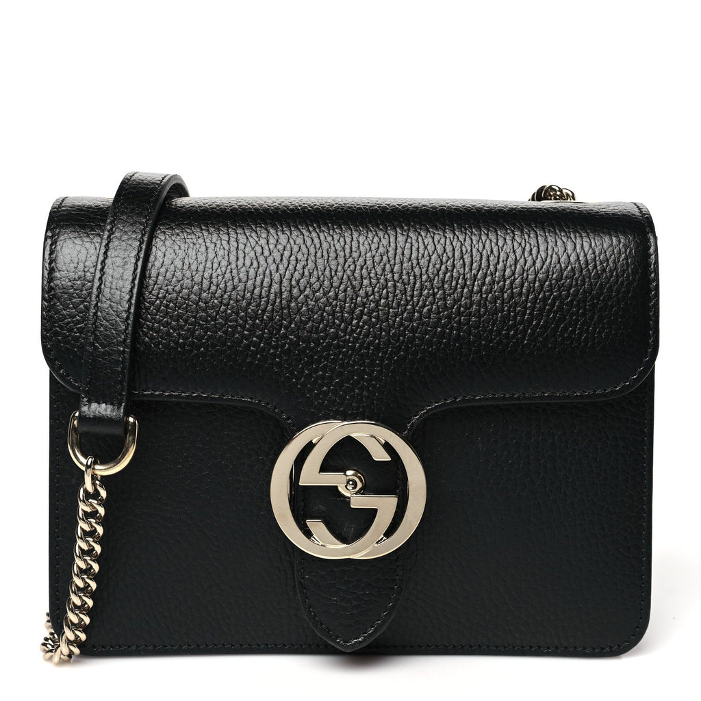 Dollar Calfskin Small Interlocking G Shoulder Bag Black