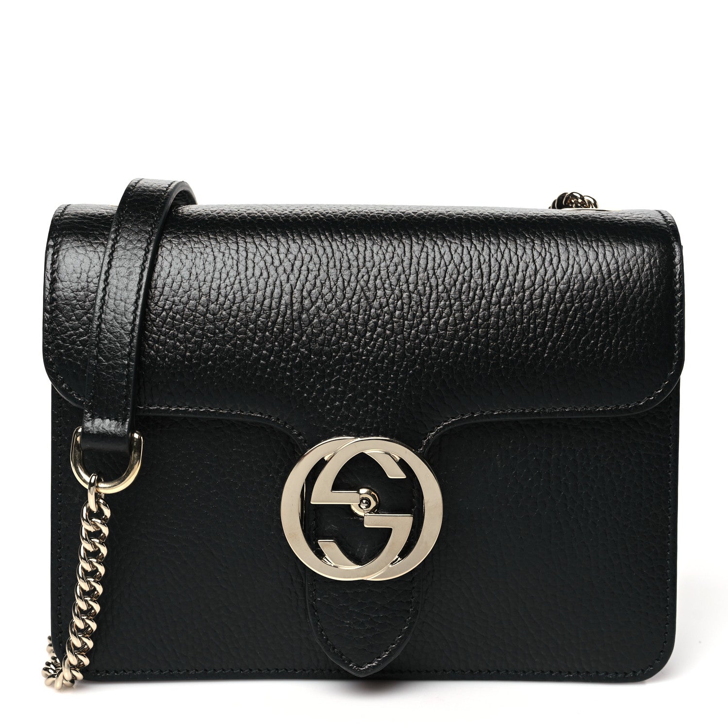 Dollar Calfskin Small Interlocking G Shoulder Bag Black