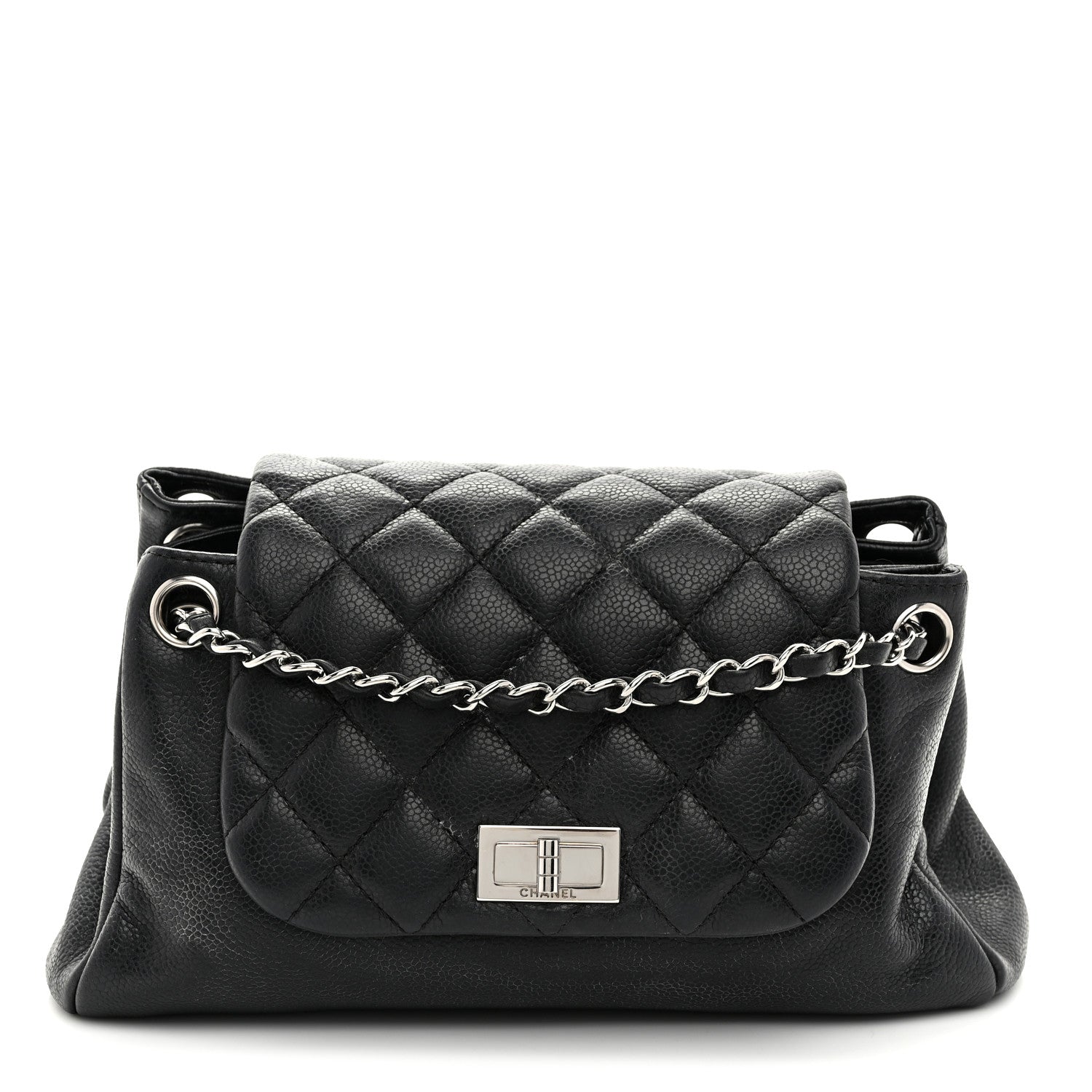 Caviar Quilted Accordion Mademoiselle Flap Black