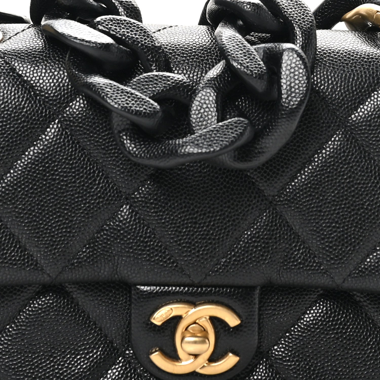 Caviar Quilted Funky Match Mini Flap Black