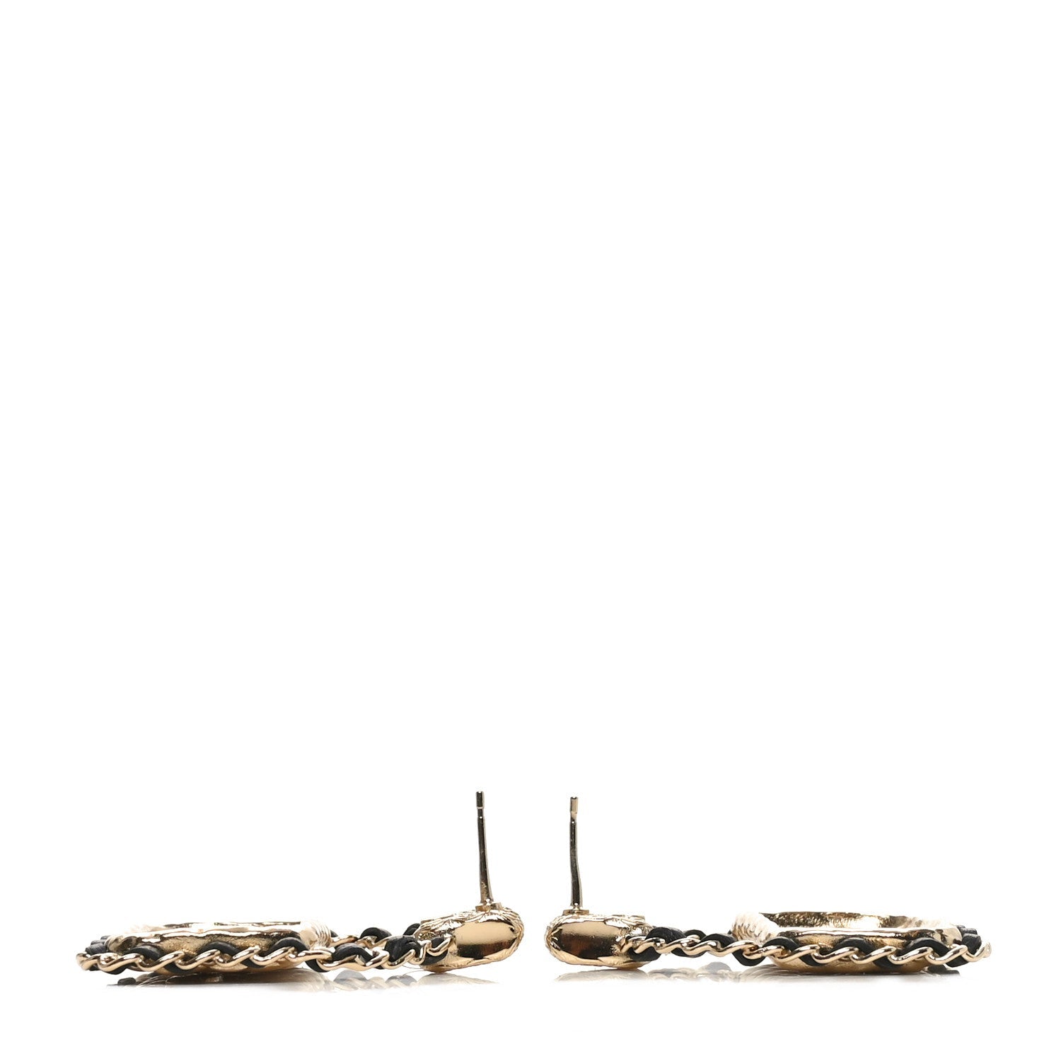 Metal Lambskin Quilted CC Chain Flap Bag Earrings Gold Black