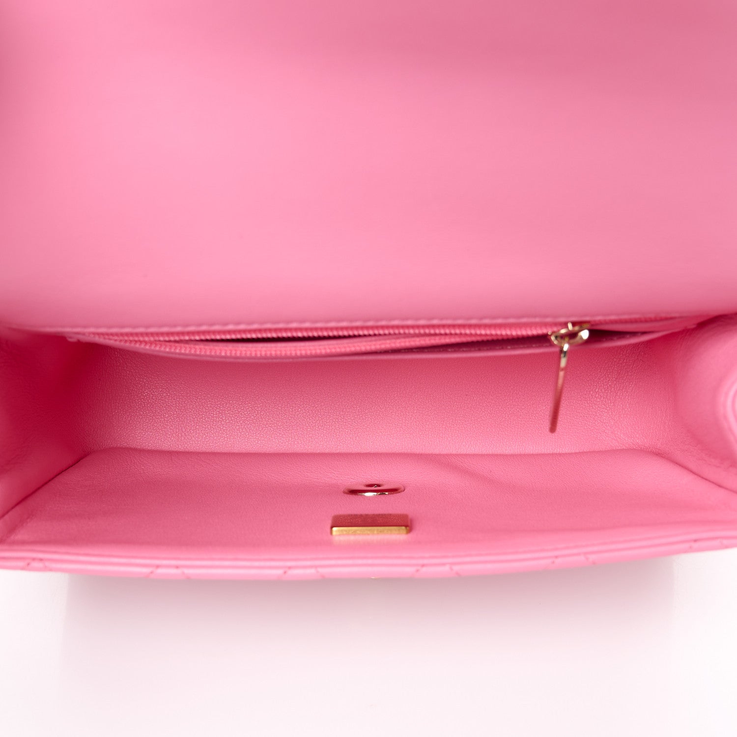 Lambskin Quilted Mini Top Handle Rectangular Flap Pink
