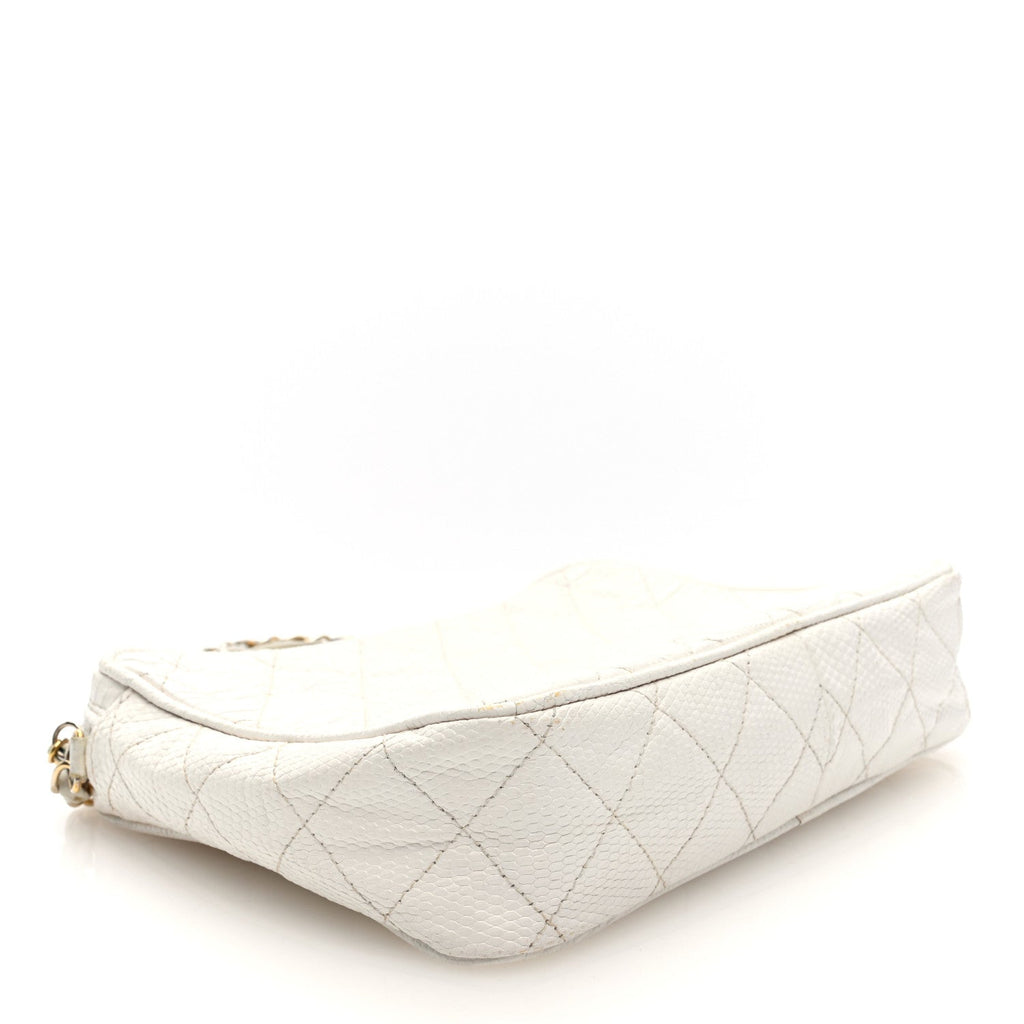 Lizard Quilted Small Tassel Camera Case White