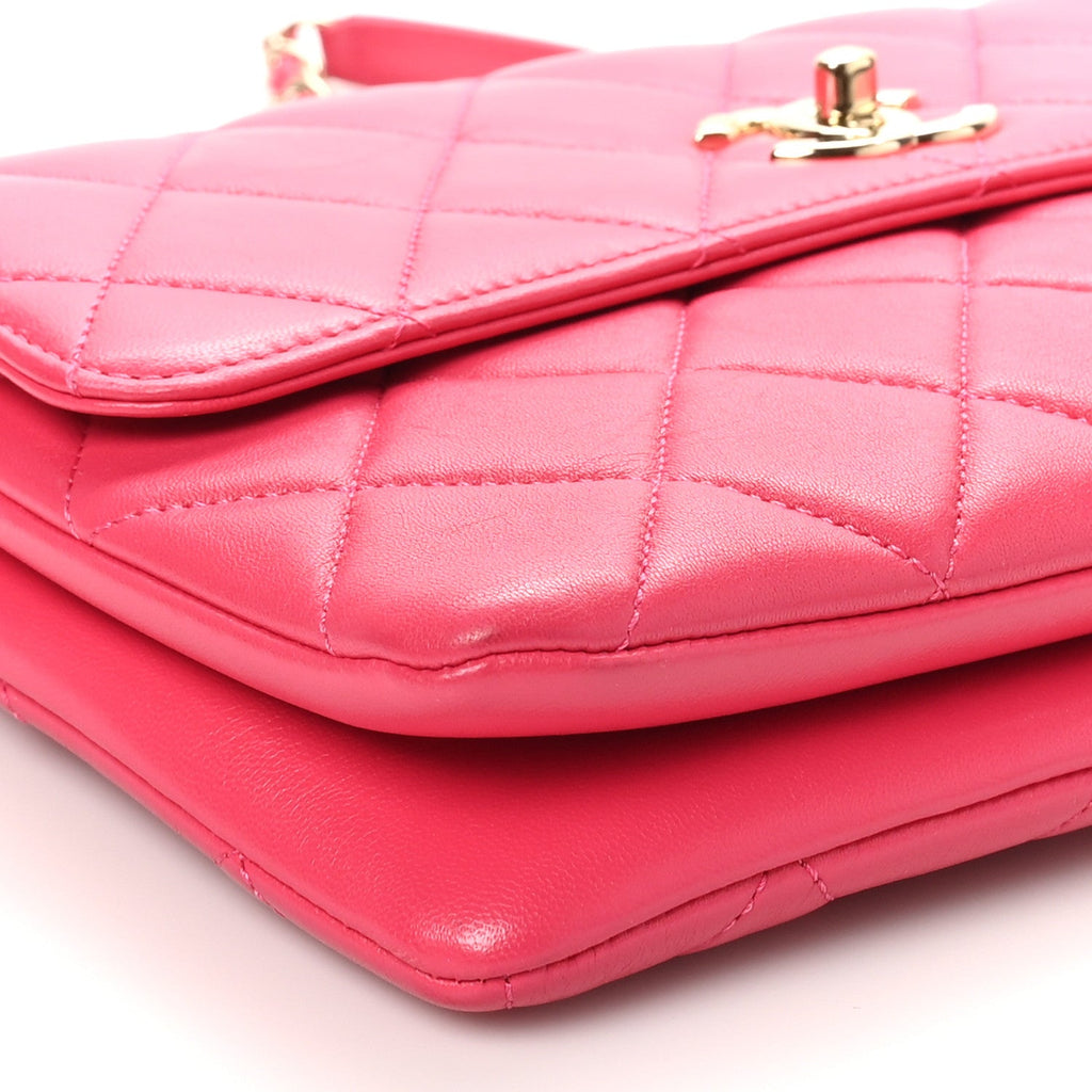 Lambskin Quilted Medium Trendy CC Flap Dark Pink