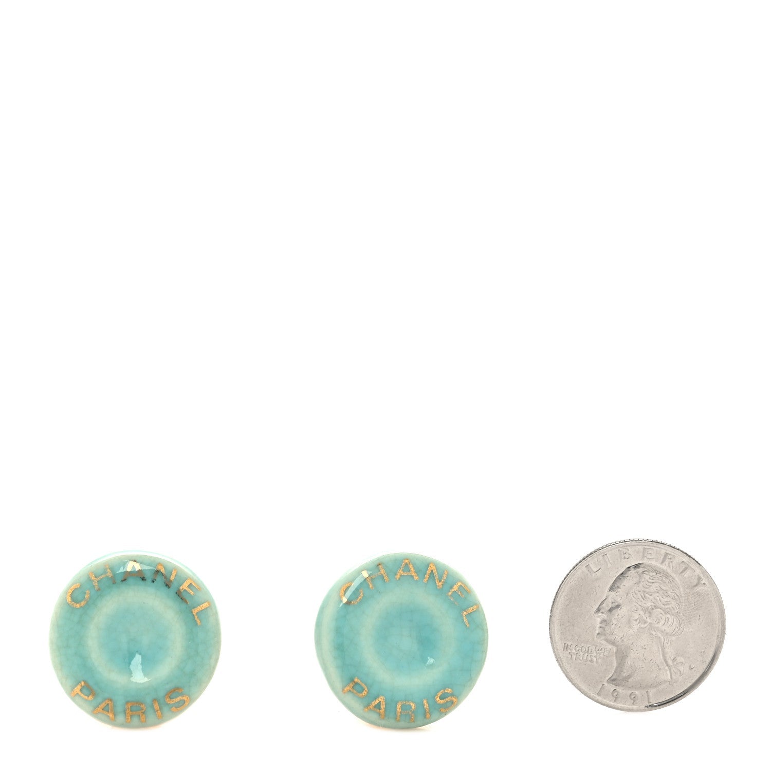 Resin Logo Clip On Earrings Blue