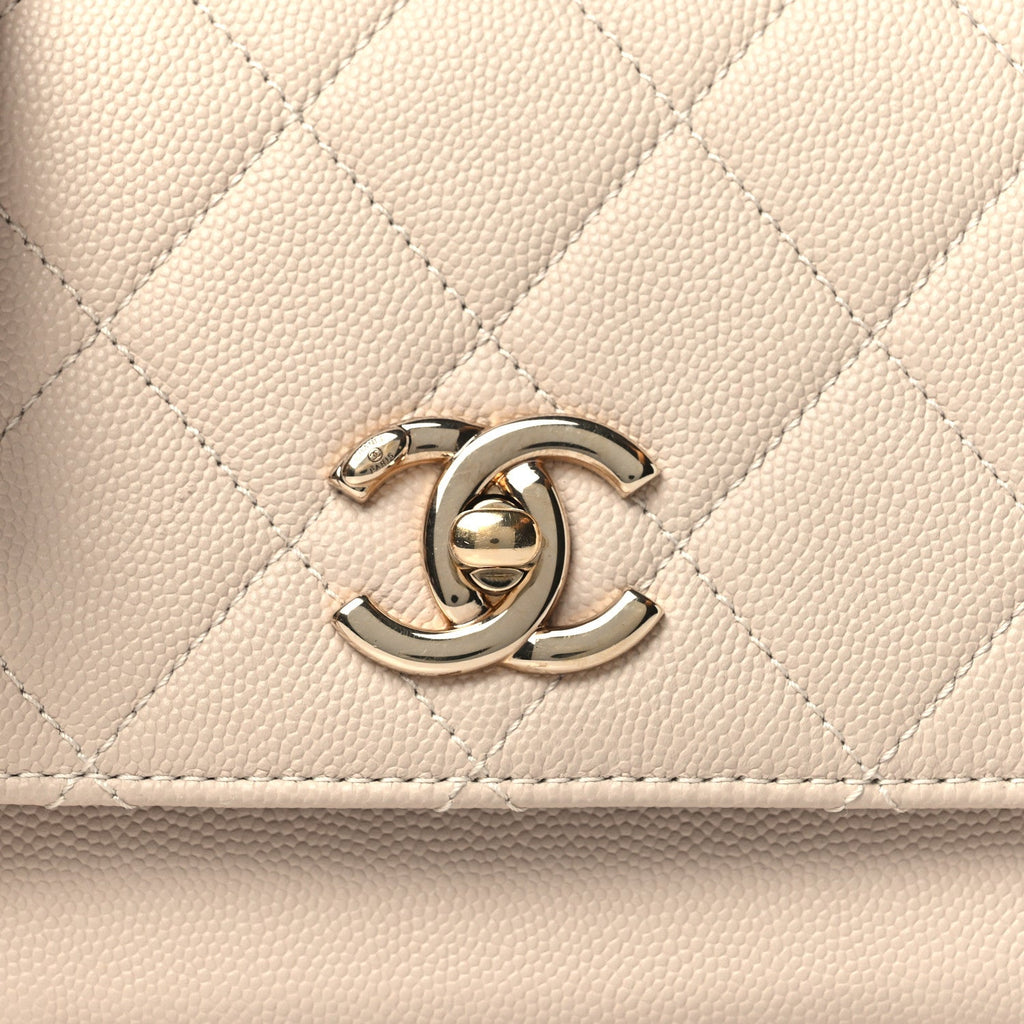 Caviar Quilted Small Business Affinity Flap Beige