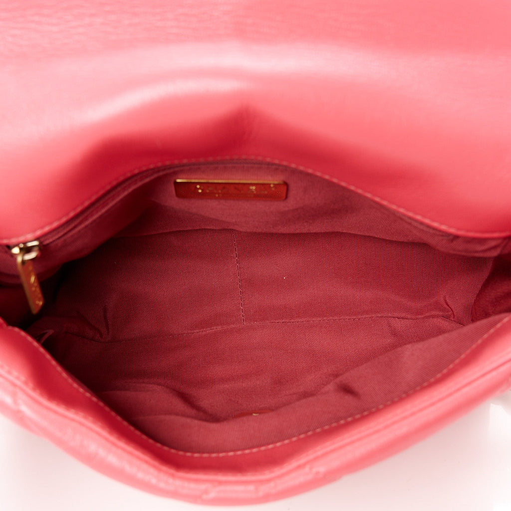Lambskin Quilted Medium Chanel 19 Flap Dark Pink