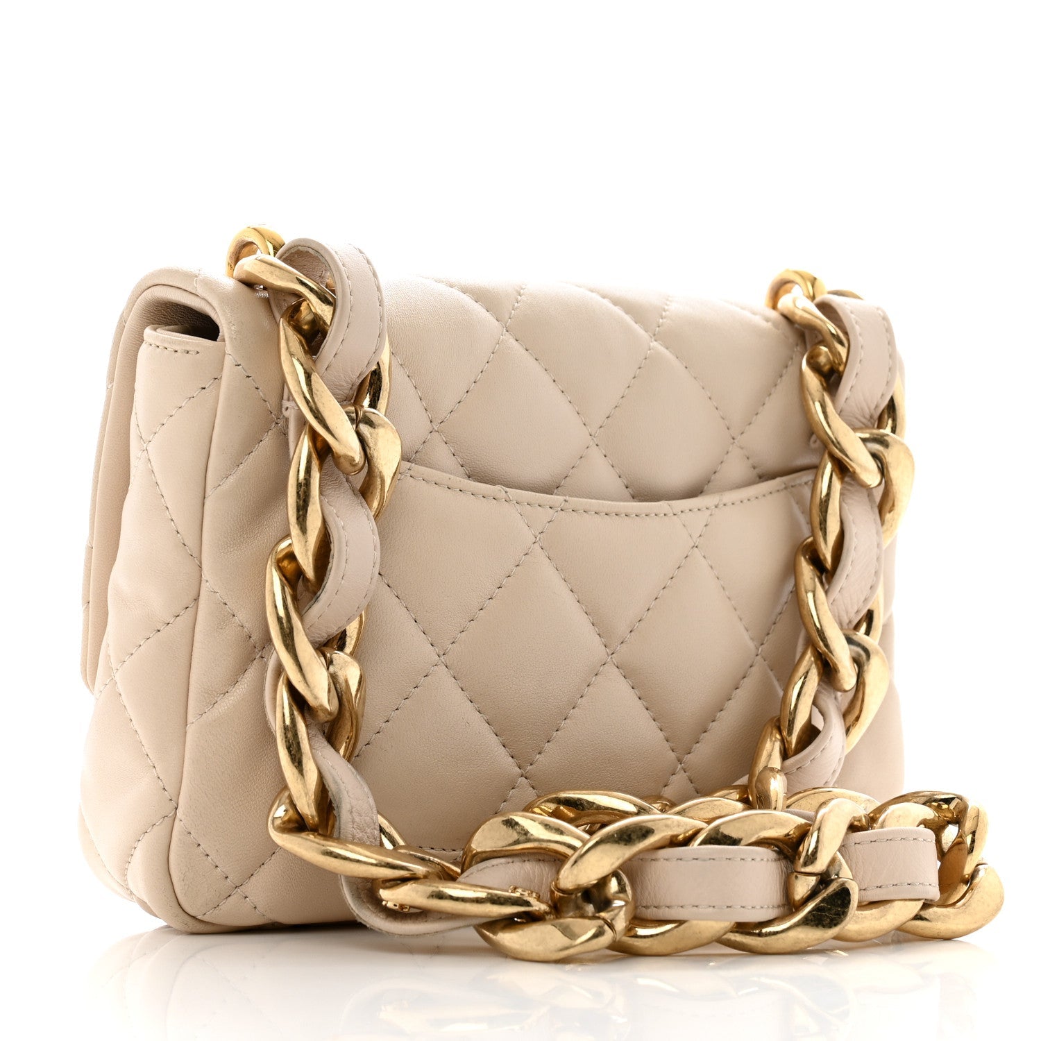 Lambskin Quilted Small CC Funky Town Flap Beige