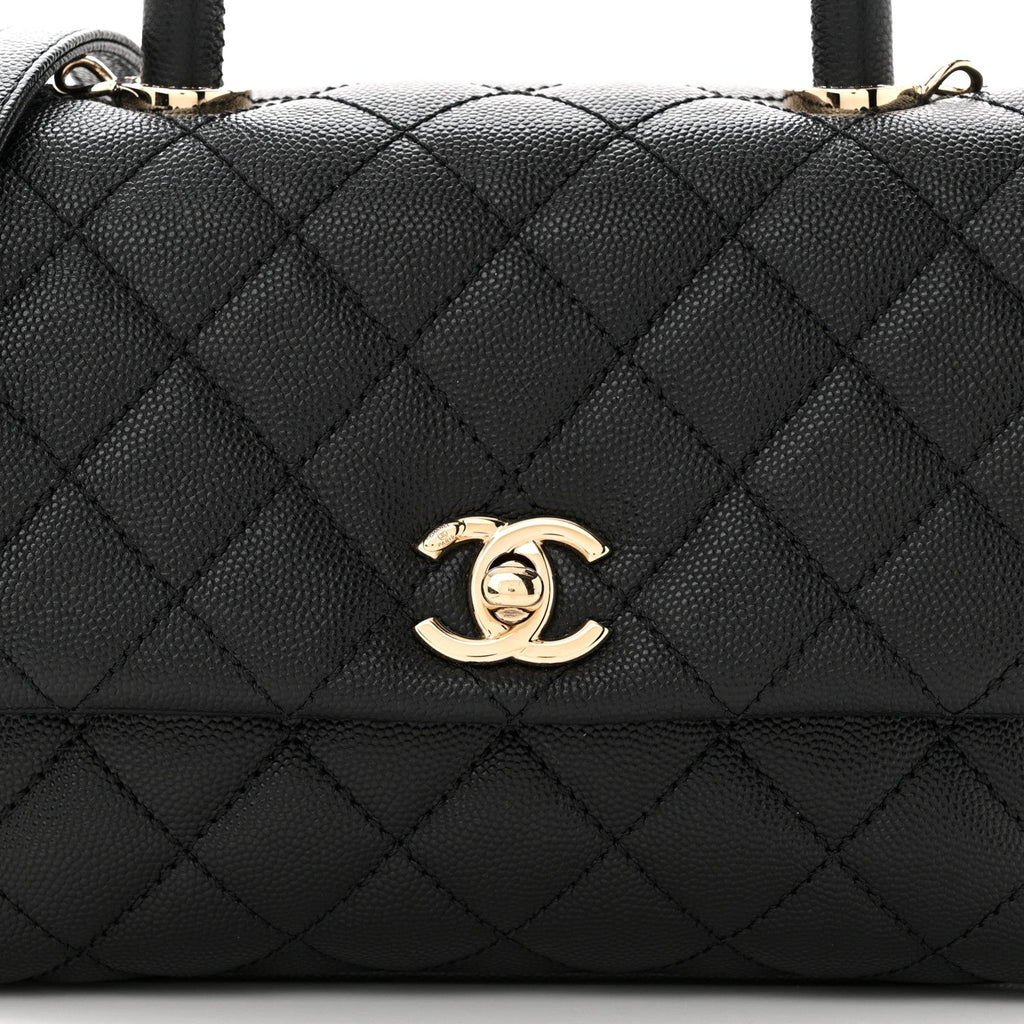 Caviar Quilted Mini Coco Handle Flap Black