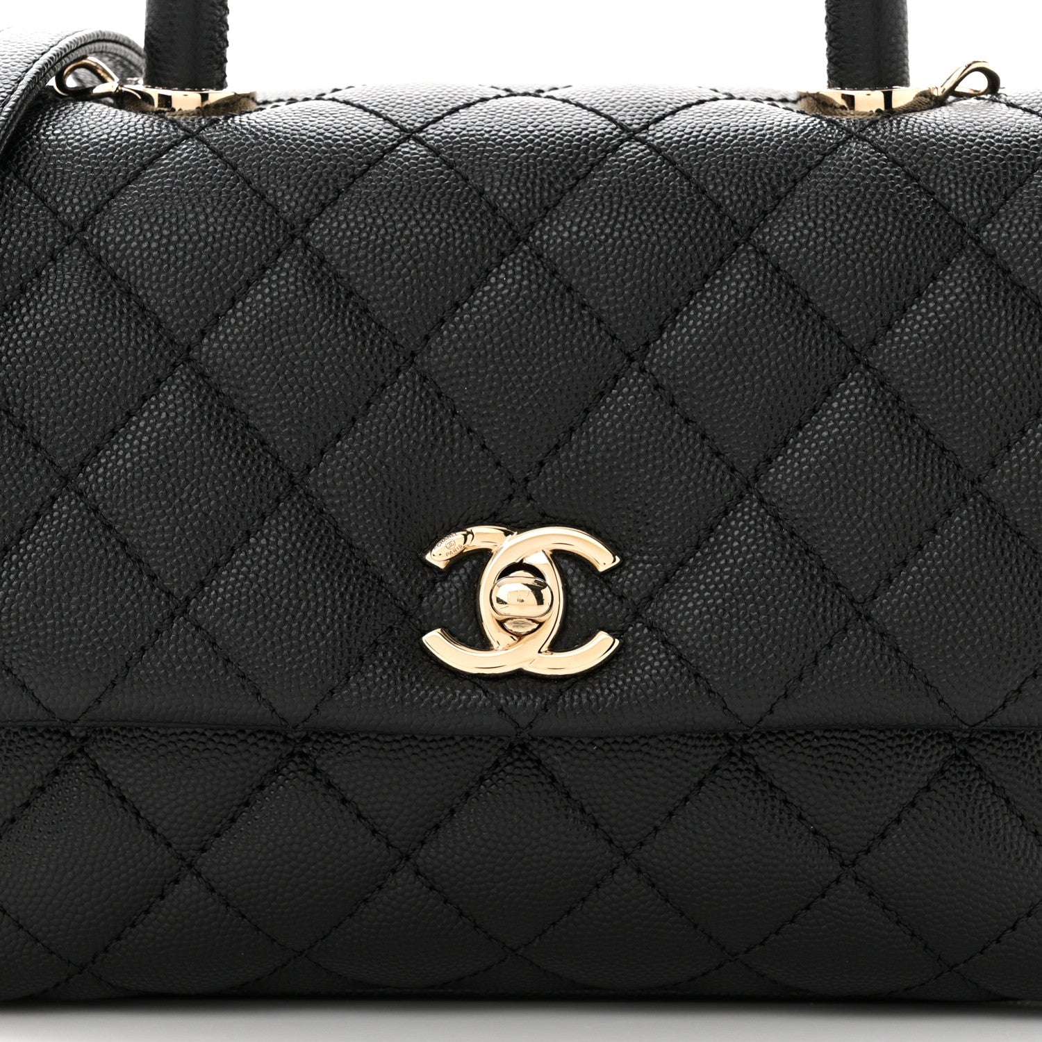 Caviar Quilted Mini Coco Handle Flap Black