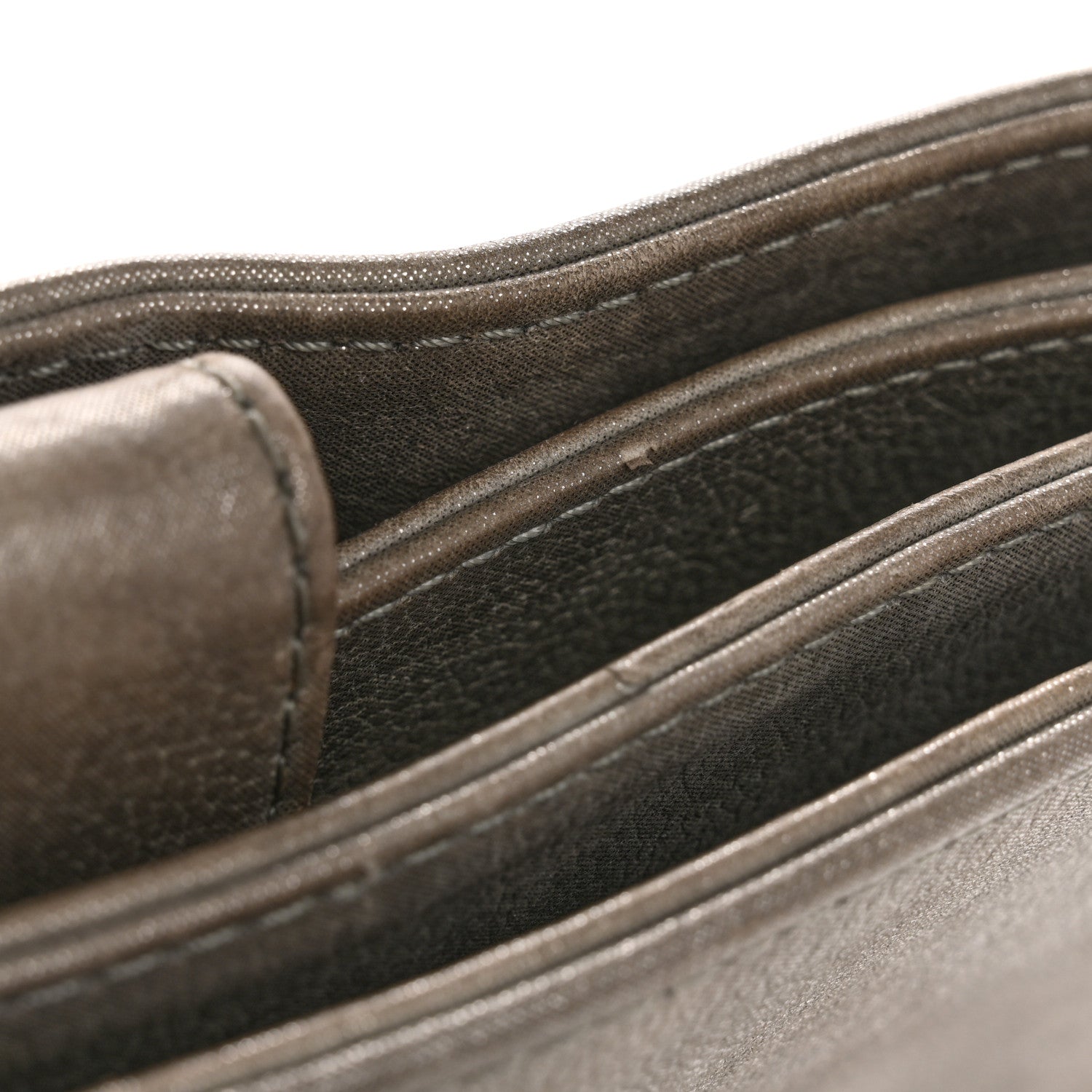 Iridescent Calfskin CC East West Shopping Tote Light Grey