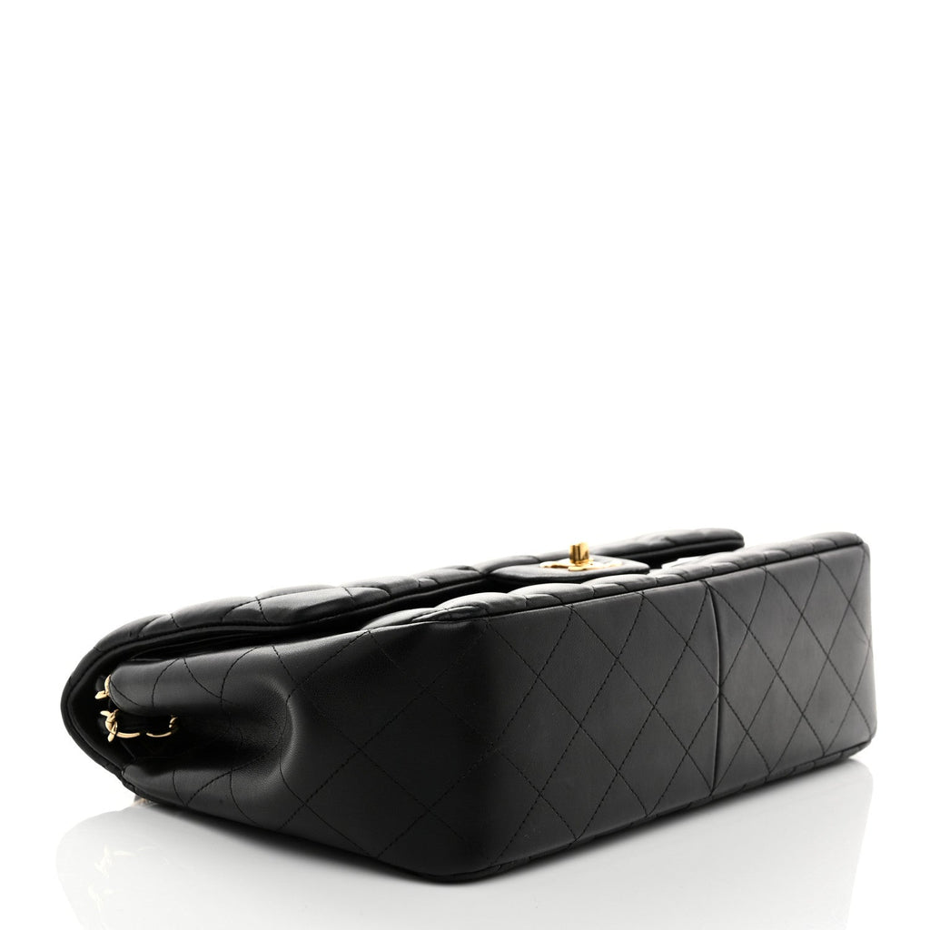 Lambskin Quilted Jumbo Double Flap Black