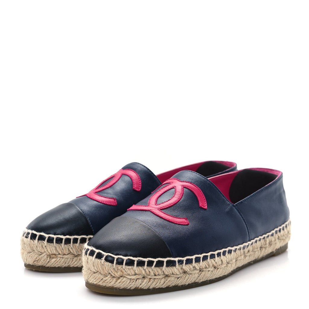Lambskin CC Espadrilles 36 Navy Fuchsia Black