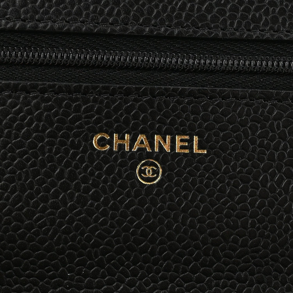 Caviar Quilted Wallet on Chain WOC Black