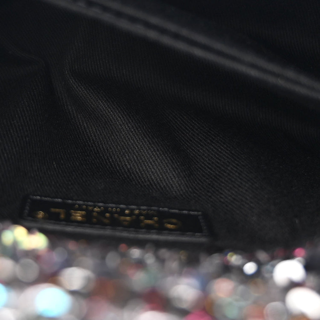 Tweed Sequin Mini Coco Handle Flap Black