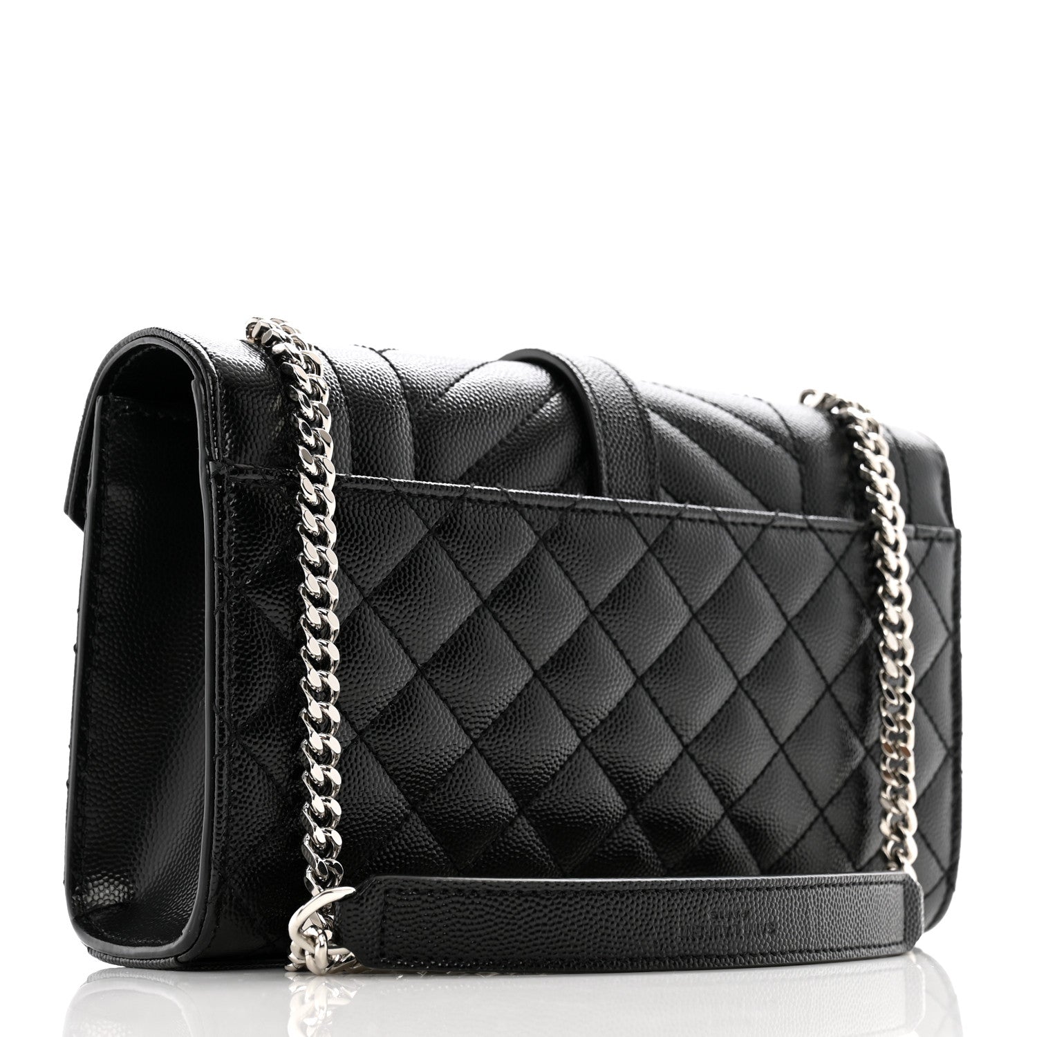Grain De Poudre Textured Mixed Matelasse Triquilt Small Monogram Satchel Black