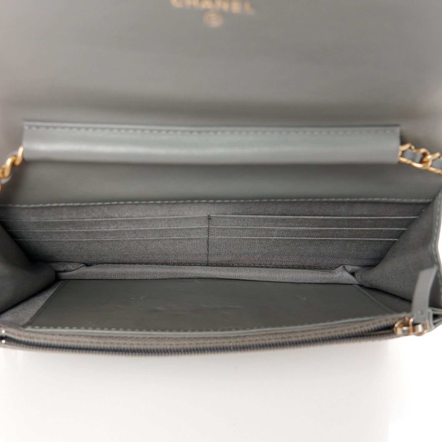 Lambskin Quilted Boy Wallet On Chain WOC Grey