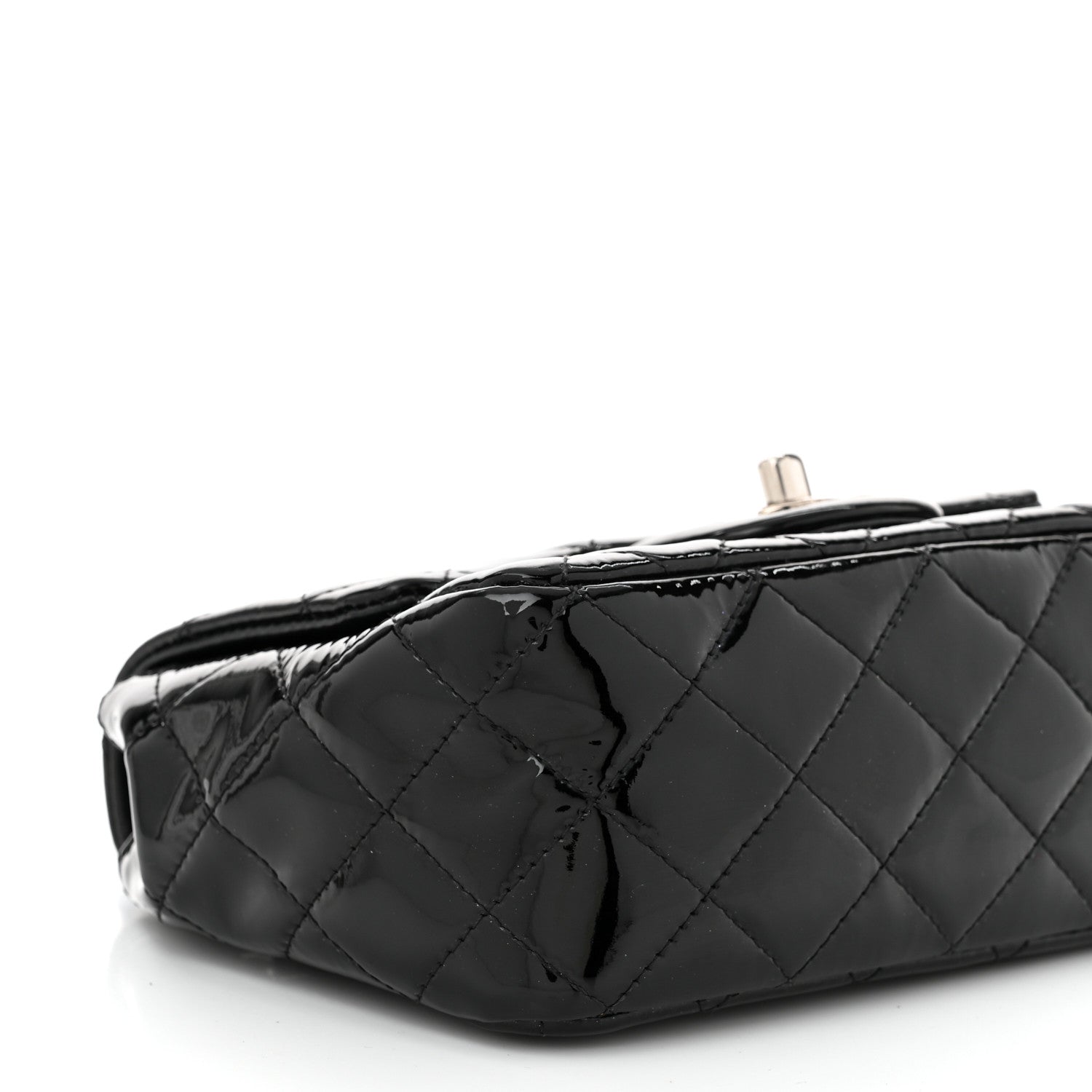 Patent Calfskin Quilted Mini Square Flap Black