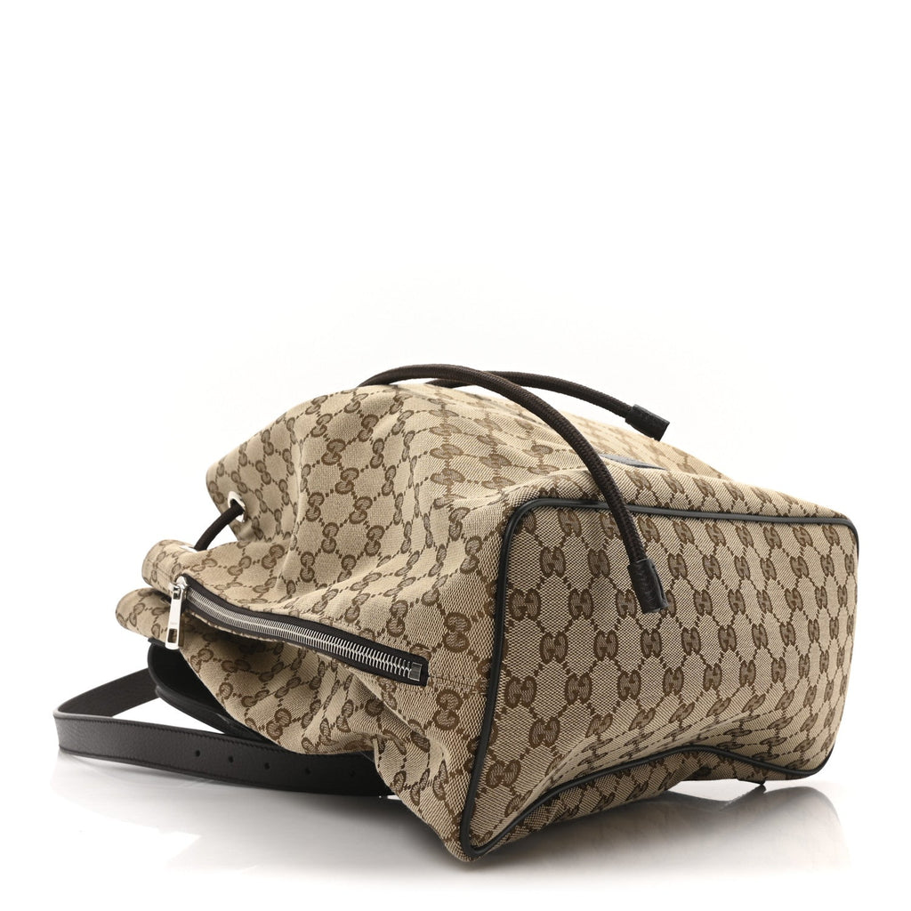 Monogram Dollar Calfskin O Drawstring Backpack Beige Ebony Testa di Moro Dark Chocolate