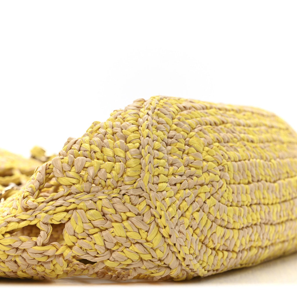 Straw Raffia Tote Beige Yellow