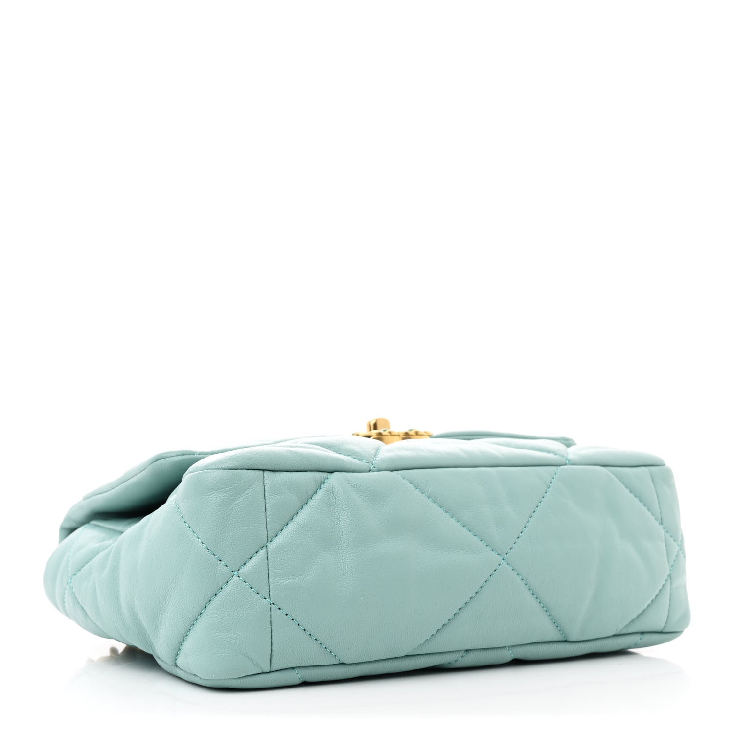 Shiny Lambskin Quilted Medium Chanel 19 Flap Neon Blue