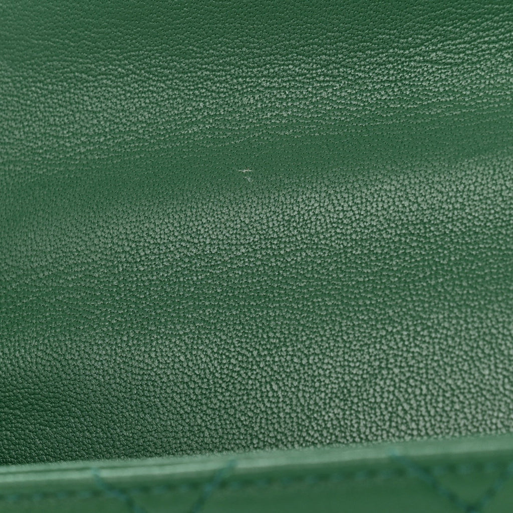 Lambskin Quilted Chain Infinity Top Handle Flap Green