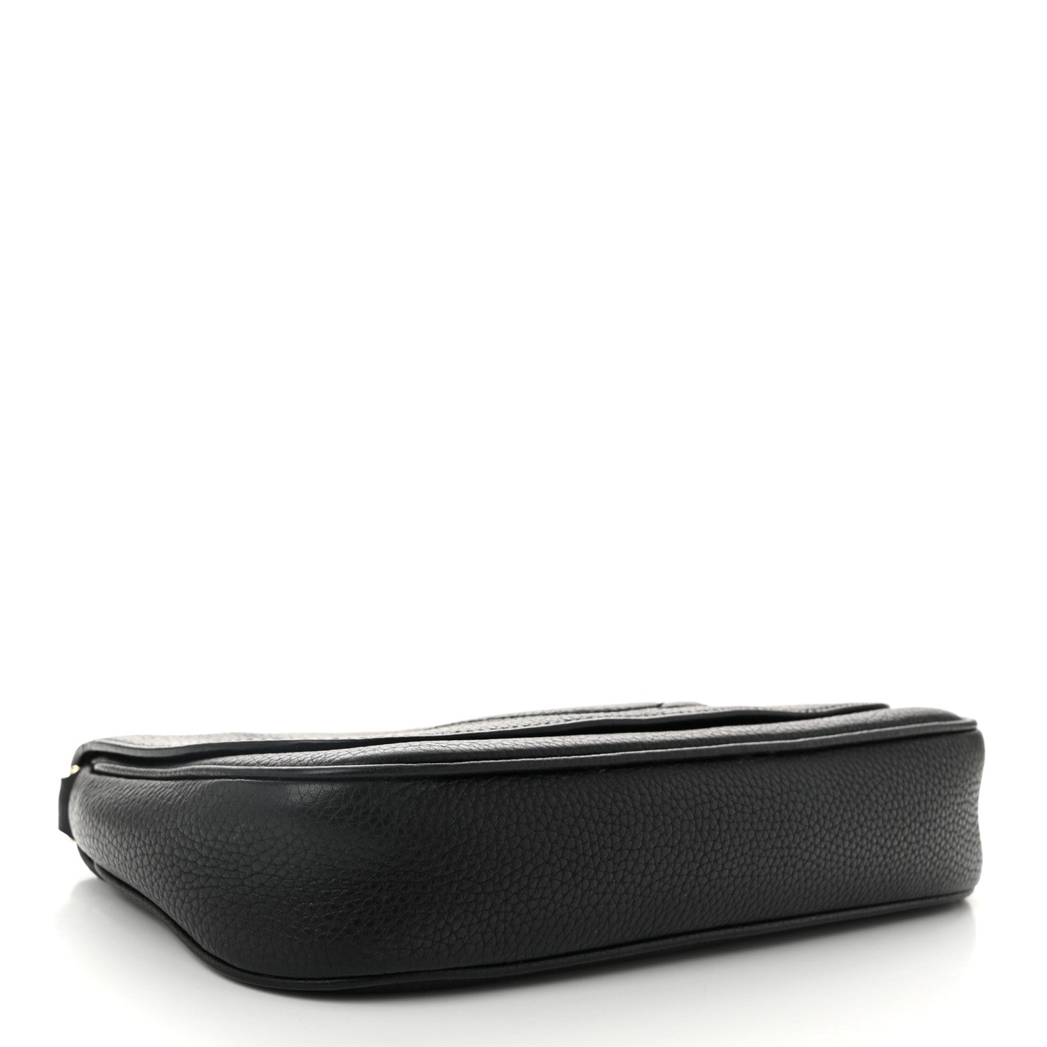 Pebbled Calfskin Medium Soho Flap Crossbody Black
