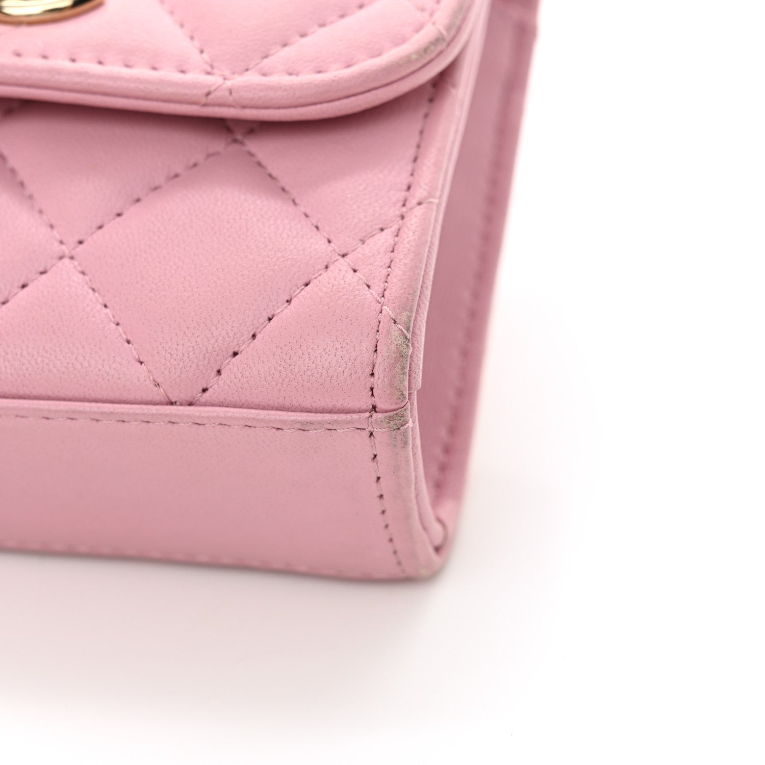 Lambskin Quilted Mini Trendy CC Clutch With Chain Light Pink