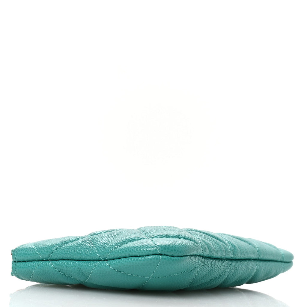 Caviar Quilted Small Cosmetic Case Turquoise