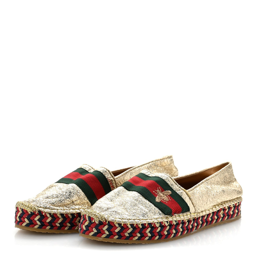 Galassia Web Bee Embroidered Espadrilles  36.5 Platino