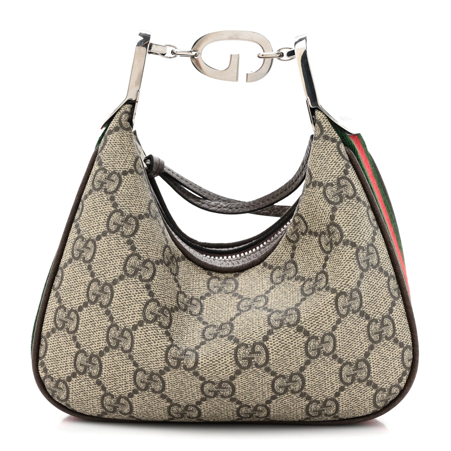 GG Supreme Monogram Textured Dollar Calfskin Web Mini Attache Bag Beige Ebony New Acero